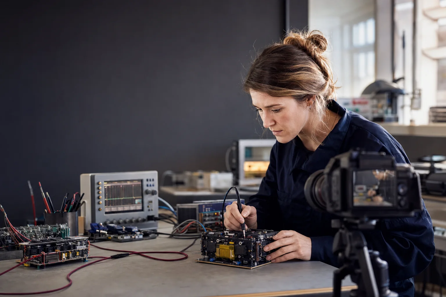 UK startup engineer documenting prototype testing for an R&D tax credit claim